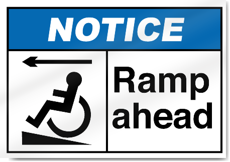 Ramp Ahead Left Notice Signs