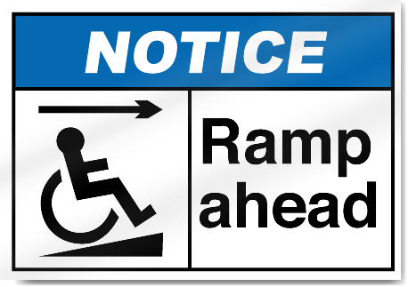 Ramp Ahead Right Notice Signs