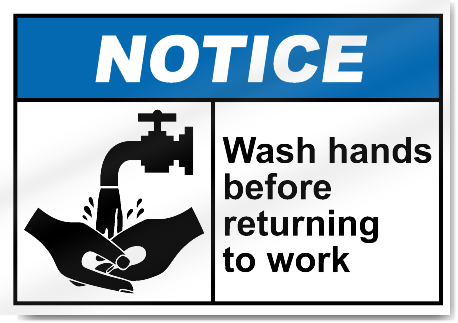 Wash Hands Before Returning To Work Notice Signs