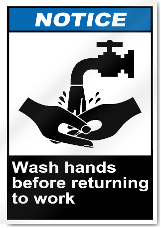 Wash Hands Before Returning To Work Notice Signs