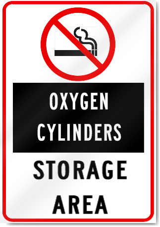 No Smoking Oxygen Cylinder Storage Area Sign 