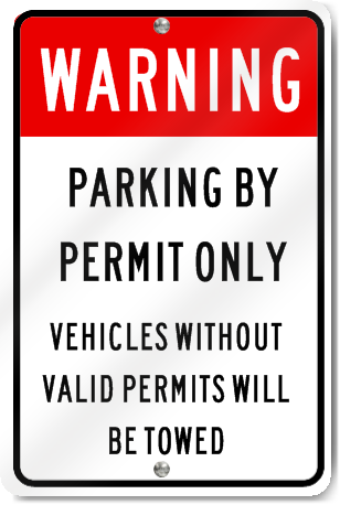 Warning Parking By Permit Only Sign