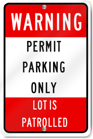 Warning Permit Parking Only Sign