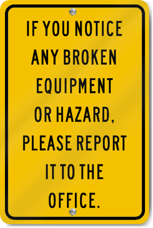 Caution Broken Equipment Playground Sign