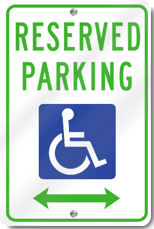 Reserved Parking for Handicap Sign With Double Arrow