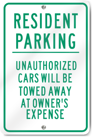 Resident Parking Metal Sign