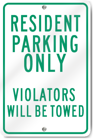 Resident Parking Only Metal Sign
