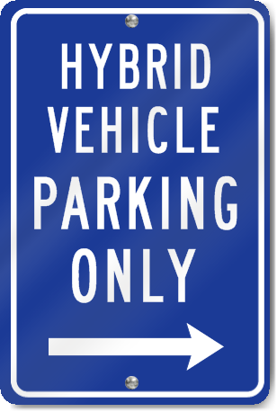 Hybrid Vehicle Right Arrow Metal Sign