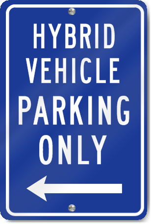 Hybrid Vehicle Left Arrow Metal Sign