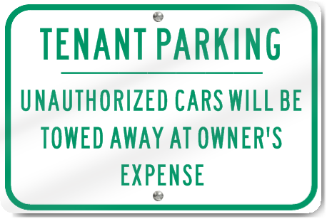 Horizontal Tenant Parking Metal Sign