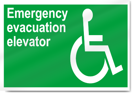 Emergency Evacuation Elevator Safety Signs