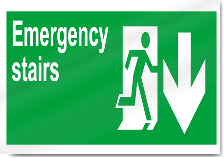 Emergency Stairs Down Safety Signs