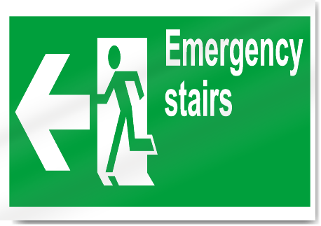 Emergency Stairs Left Safety Signs