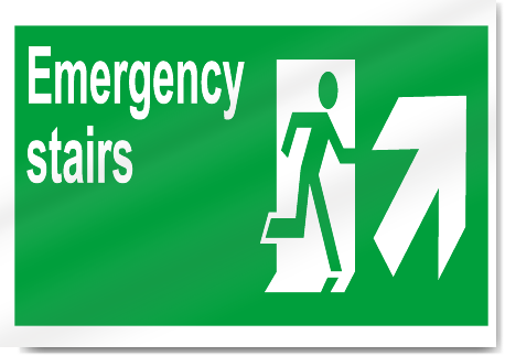 Emergency Stairs Up Right Safety Signs