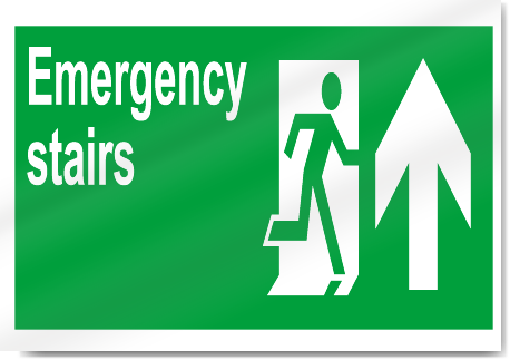 Emergency Stairs Up Safety Signs