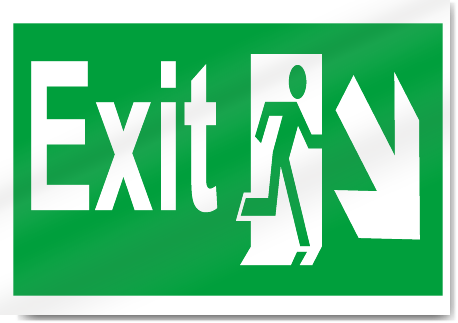 Exit Down Right Safety Signs