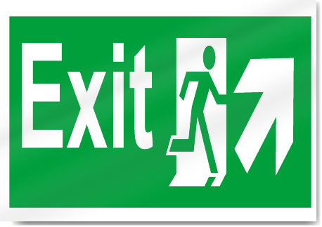Exit Up Right Safety Signs