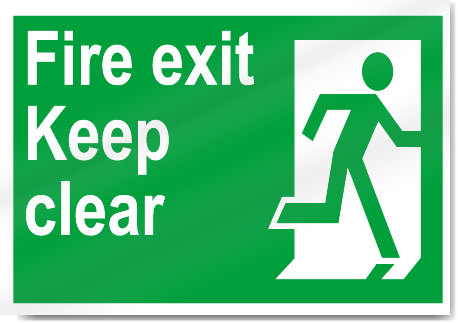 Fire Exit Fire Exit Keep Clear Sign Plastic Board or Vinyl Sticker Escape 