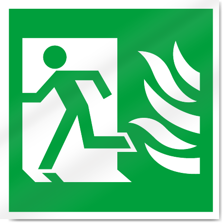 Fire Exit Symbol With Flames Left Safety Signs