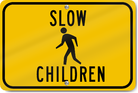 Horizontal Slow Children With Child Symbol Sign