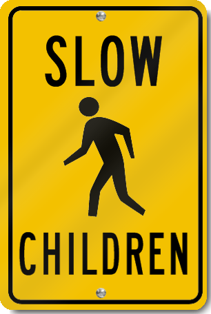 Slow Children With Child Symbol Sign