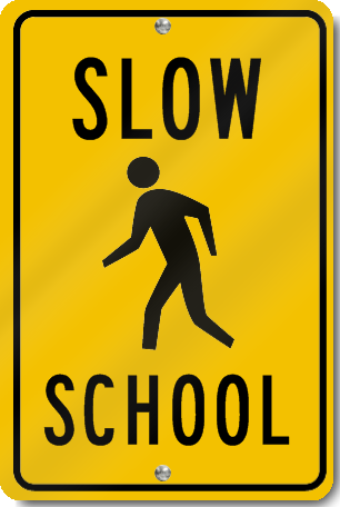 Slow School With Child Symbol Sign