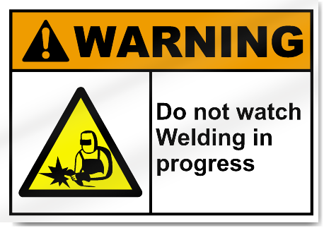 Metal/Aluminium UV Print Health Safety Signs Welding In Progress Warning Sign 