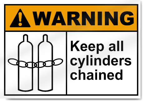 KEEP ALL CYLINDERS CHAINEDAdhesive Vinyl Sign Decal OSHA CAUTION 