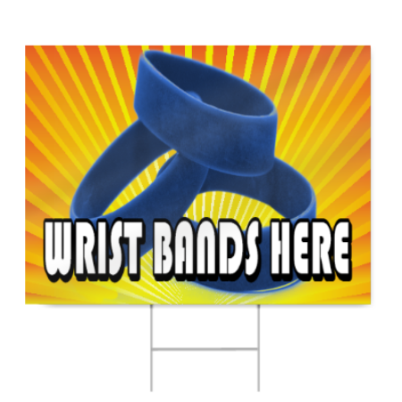 Wrist Bands Here Sign