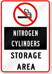 No Smoking Nitrogen Cylinders Storage Area Sign 