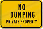 Horizontal No Dumping Private Property Sign