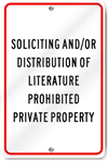 Soliciting And/Or Distribution Aluminum Sign