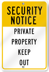 Security Notice Private Property Sign