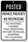 Posted Private Property No Trespassing Sign