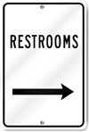 Restrooms Right Arrow Sign