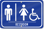 Horizontal Restrooms Men/Women Handicap Sign