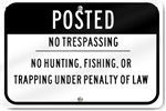 Horizontal Posted No Trespassing Sign