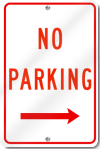 No Parking Right Arrow Sign