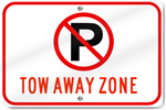 No Parking Tow Away Zone Sign With Symbol