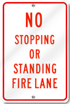 No Stopping Or Standing Fire Lane Sign