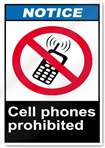 Cell Phones Prohibited Notice Signs