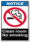 Clean Room No Smoking Notice Signs