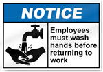 Employees Must Wash Hands Notice Signs