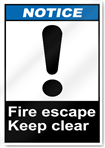 Fire Escape Keep Clear Notice Signs