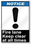 Fire Lane Keep Clear At All Times Notice Signs