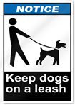 Keep Dogs On A Leash Notice Signs