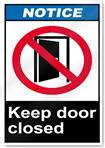 Keep Door Closed Notice Signs