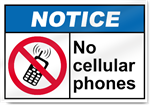 No Cellular Phones Notice Signs