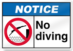 No Diving Notice Signs