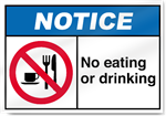 No Eating Or Drinking Notice Signs